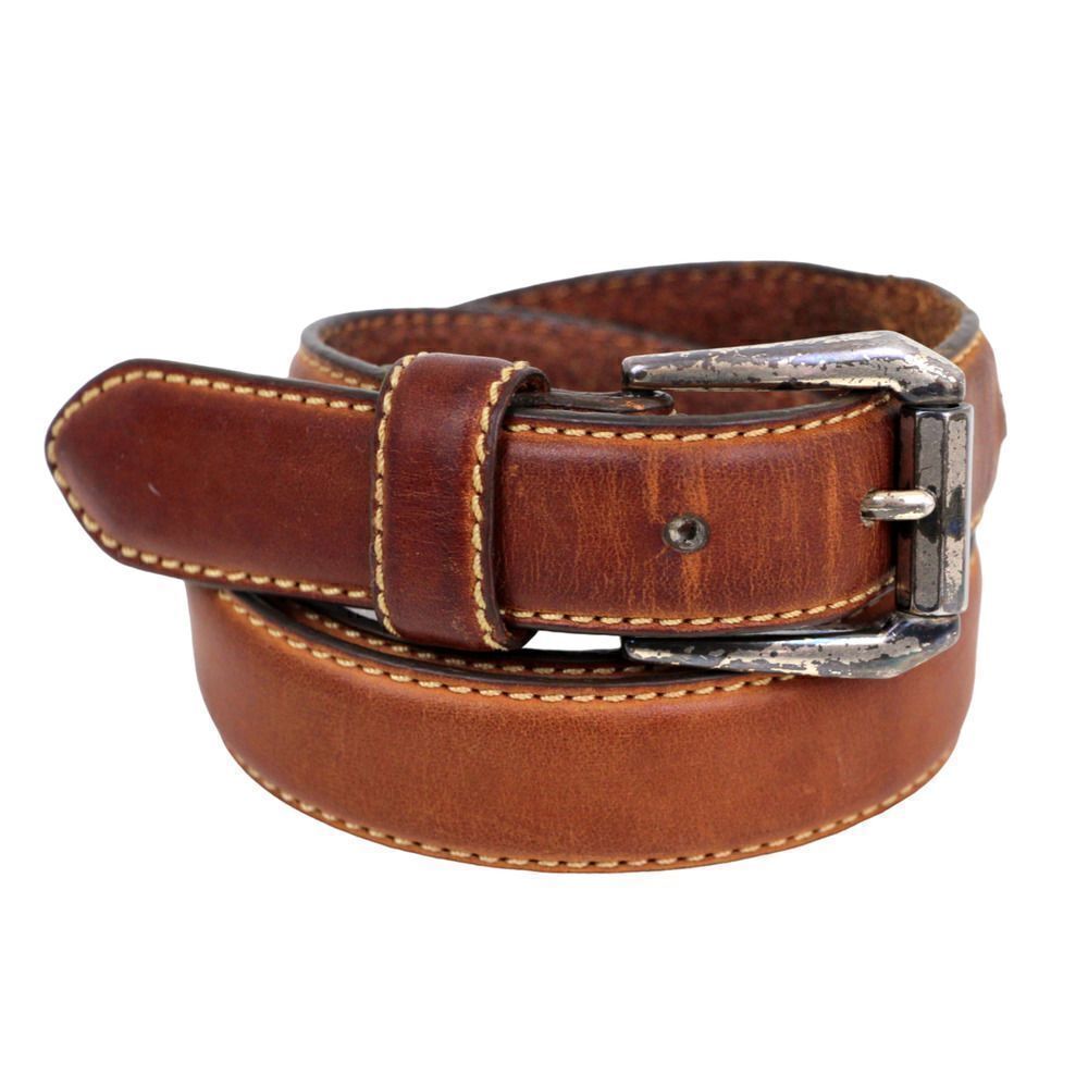 Fossil BROWN GENUINE LEATHER 1 1/8"Wd STITCH DRESS CASUAL MEN'S BELT 32/80 (X37 - Picture 2 of 16